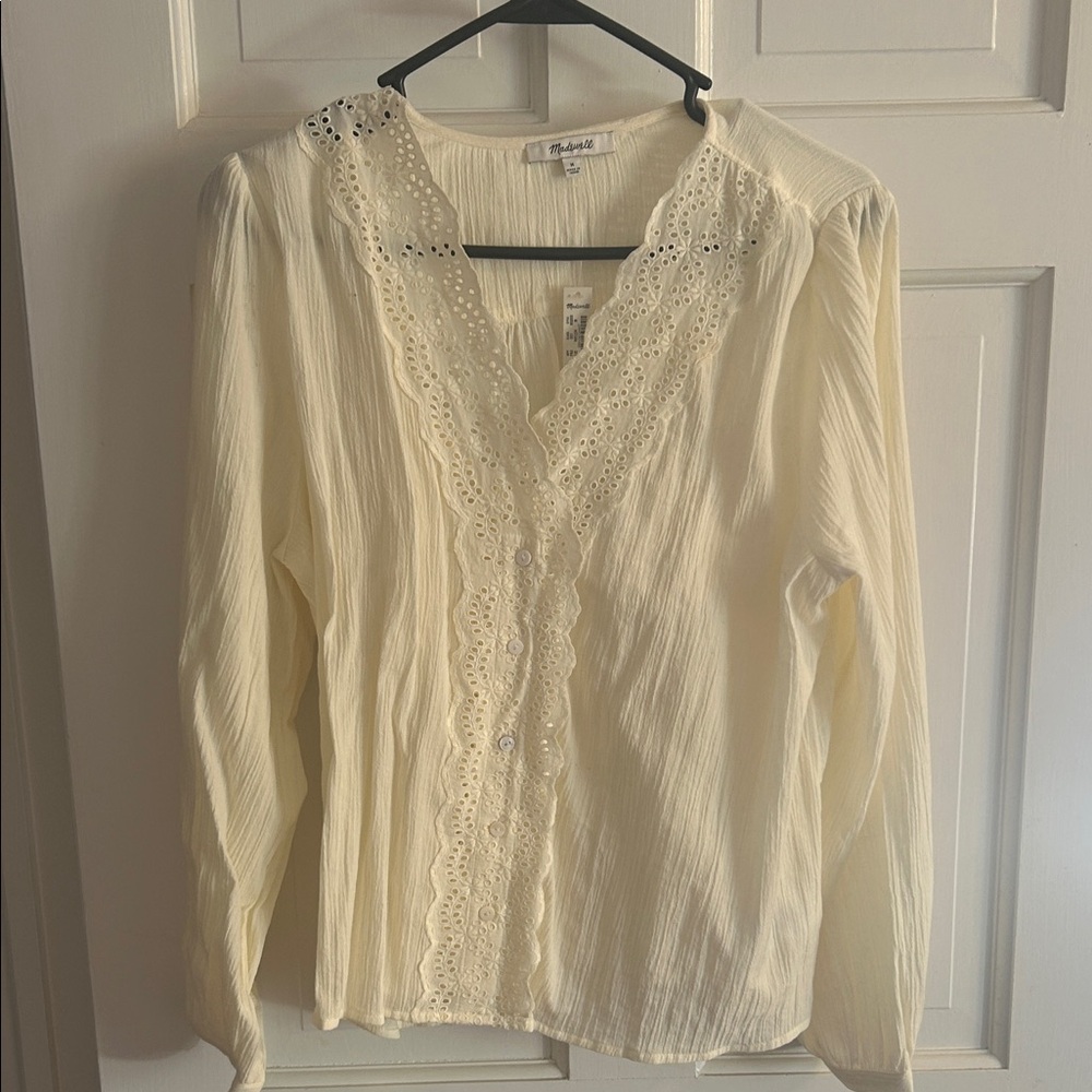 Madewell Cream Eyelet Button-Up Blouse